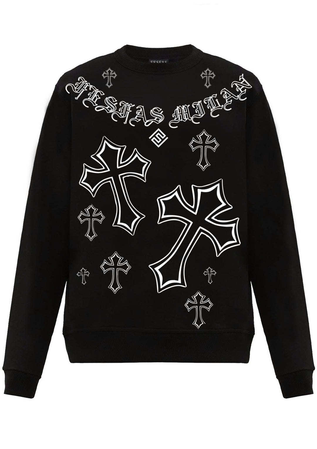 FesFas Cross-print Sweatshirt Set | Black | Men