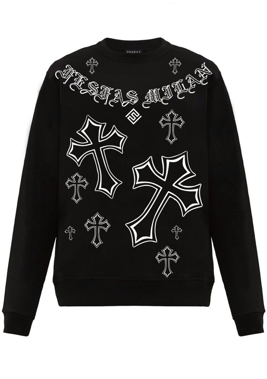 FesFas Cross-print Sweatshirt Set | Black | Men