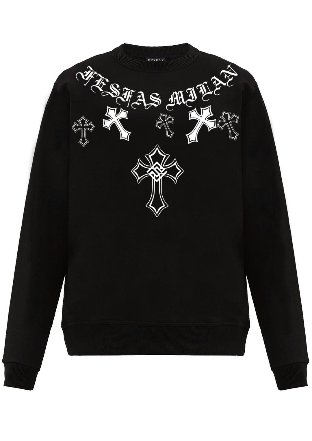 FesFas Cross-print Sweatshirt Set | Black | Men