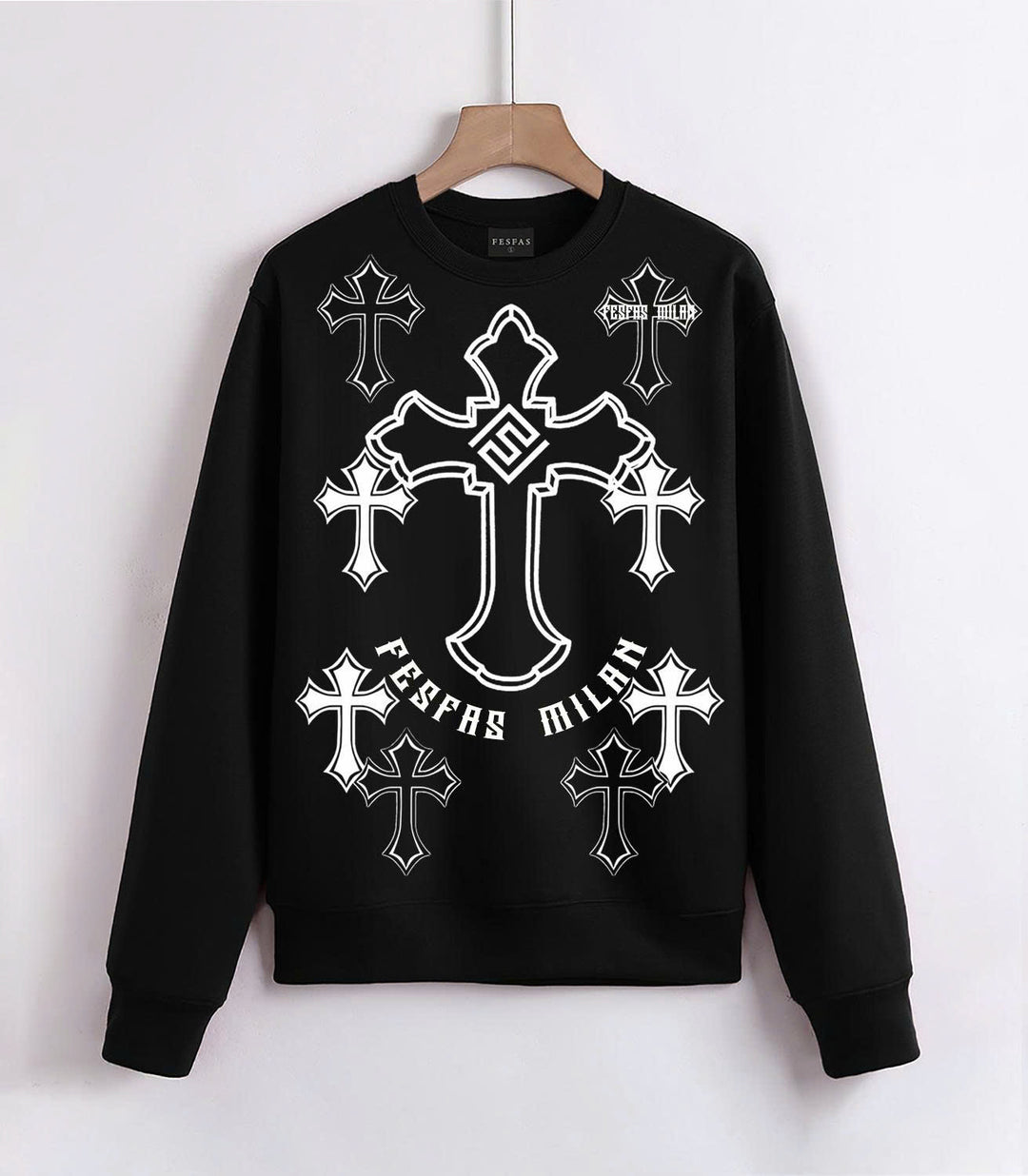 FesFas Cross-print Sweatshirt | Black | Men