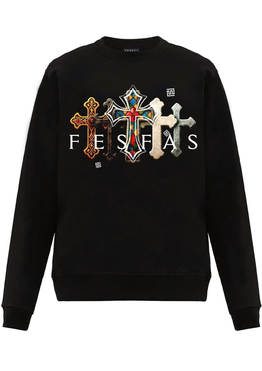 FesFas Cross-print Sweatshirt Set | Black | Men