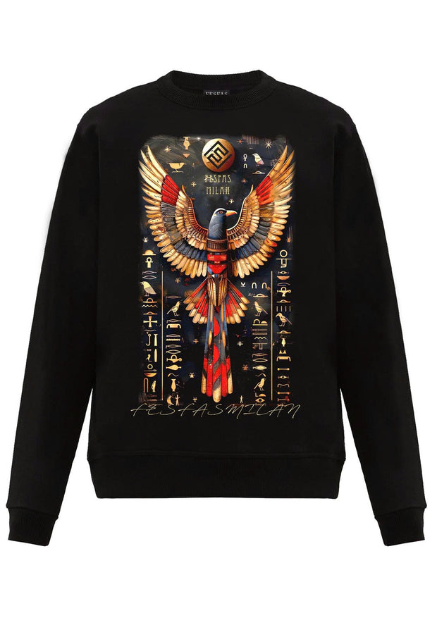 FesFas Eagle-print Sweatshirt Set | Black | Unisex