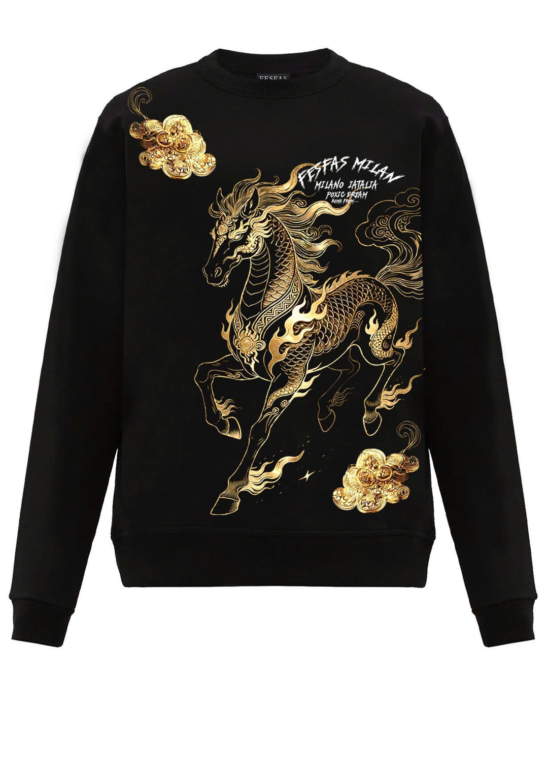 FesFas golden horse-print Sweatshirt | Black | Men