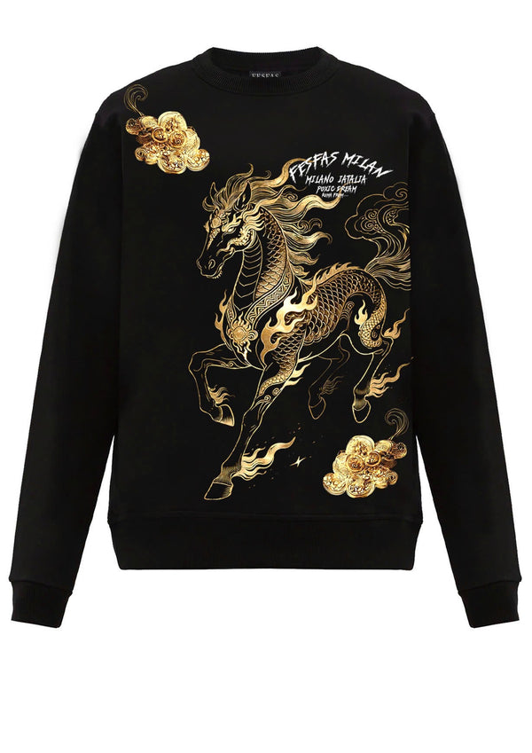 FesFas golden horse-print Sweatshirt