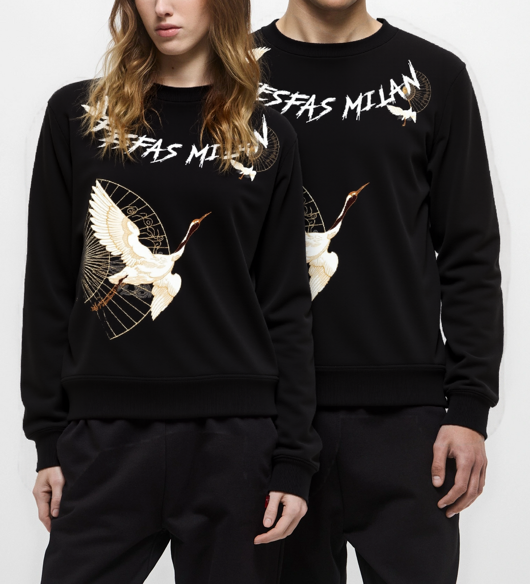 FesFas crane-print Sweatshirt | Black | Men
