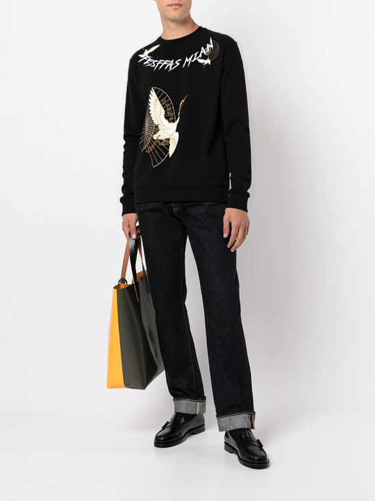 FesFas crane-print Sweatshirt | Black | Men