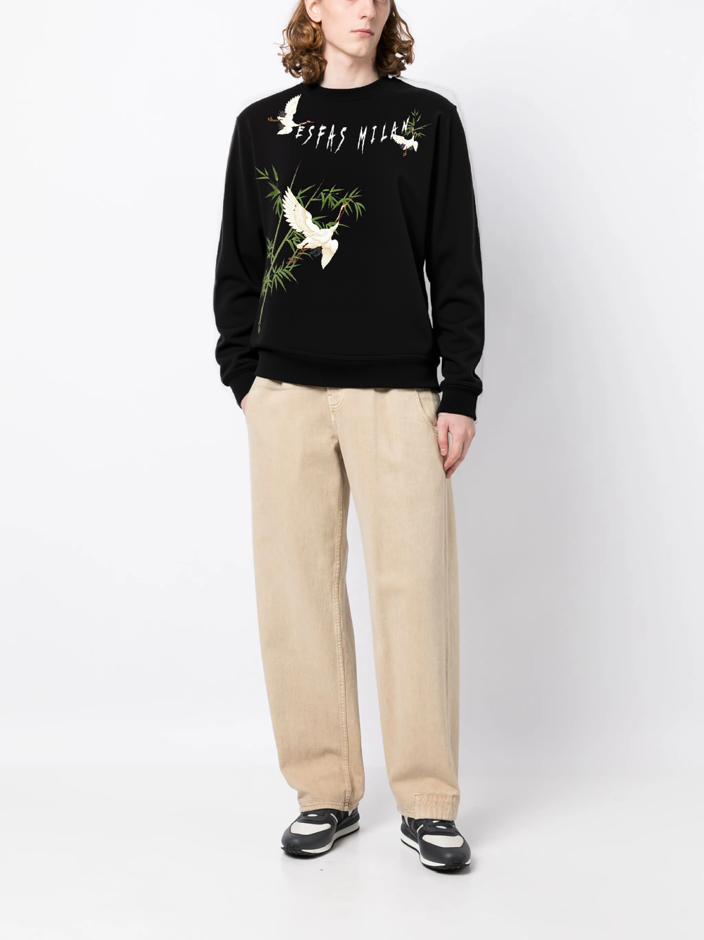 FesFas crane-print Sweatshirt | Black | Men