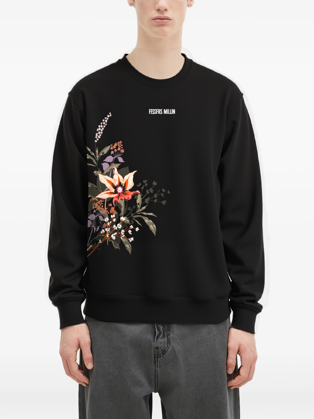 FesFas Flower-print Sweatshirt | Black | Men