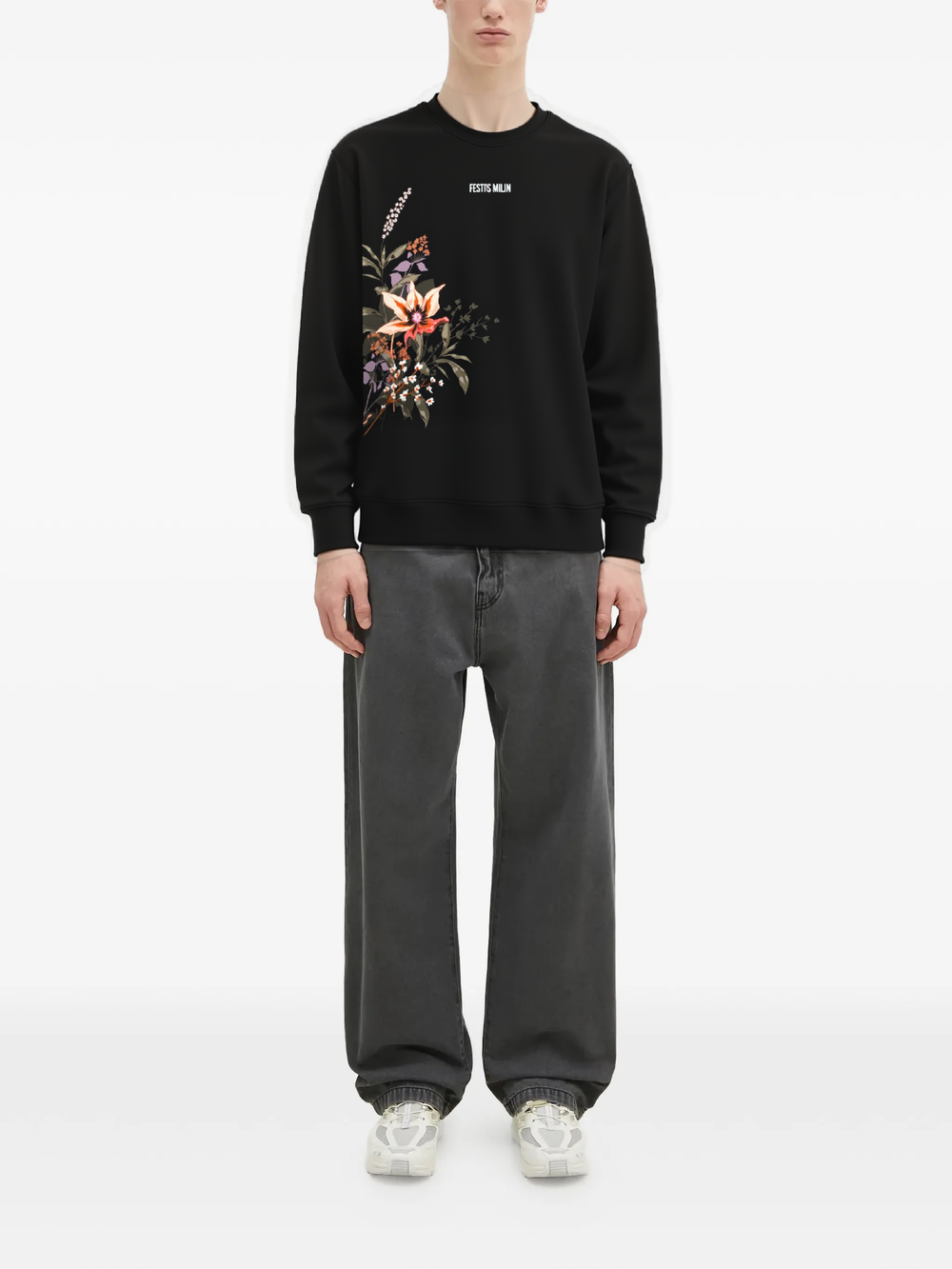 FesFas Flower-print Sweatshirt | Black | Men