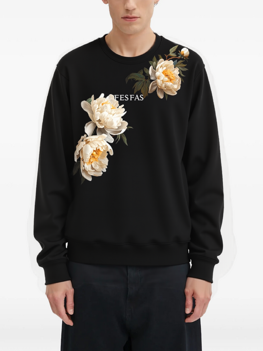 FesFas Flower-print Sweatshirt | Black | Men