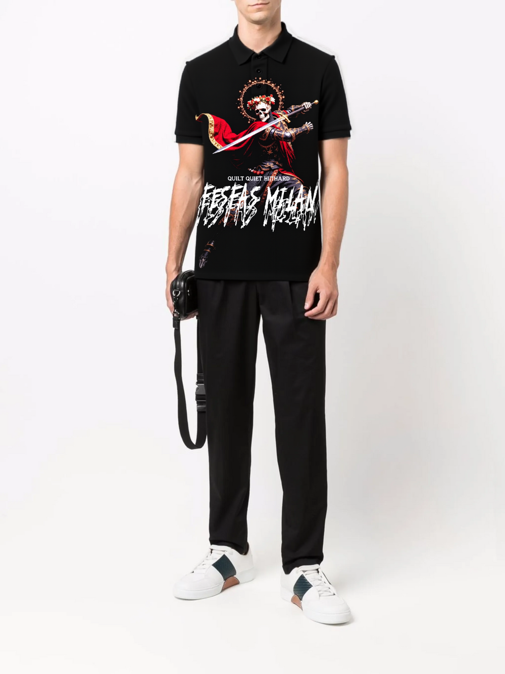 FesFas bone knight-print Polo Shirt | Men | Black