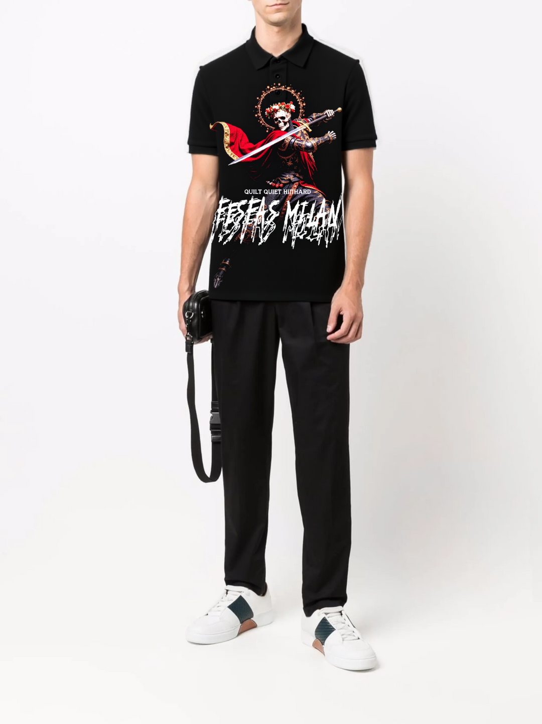 FesFas bone knight-print Polo Shirt | Men | Black