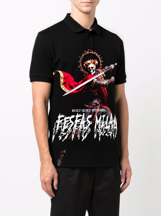 FesFas bone knight-print Polo Shirt | Men | Black