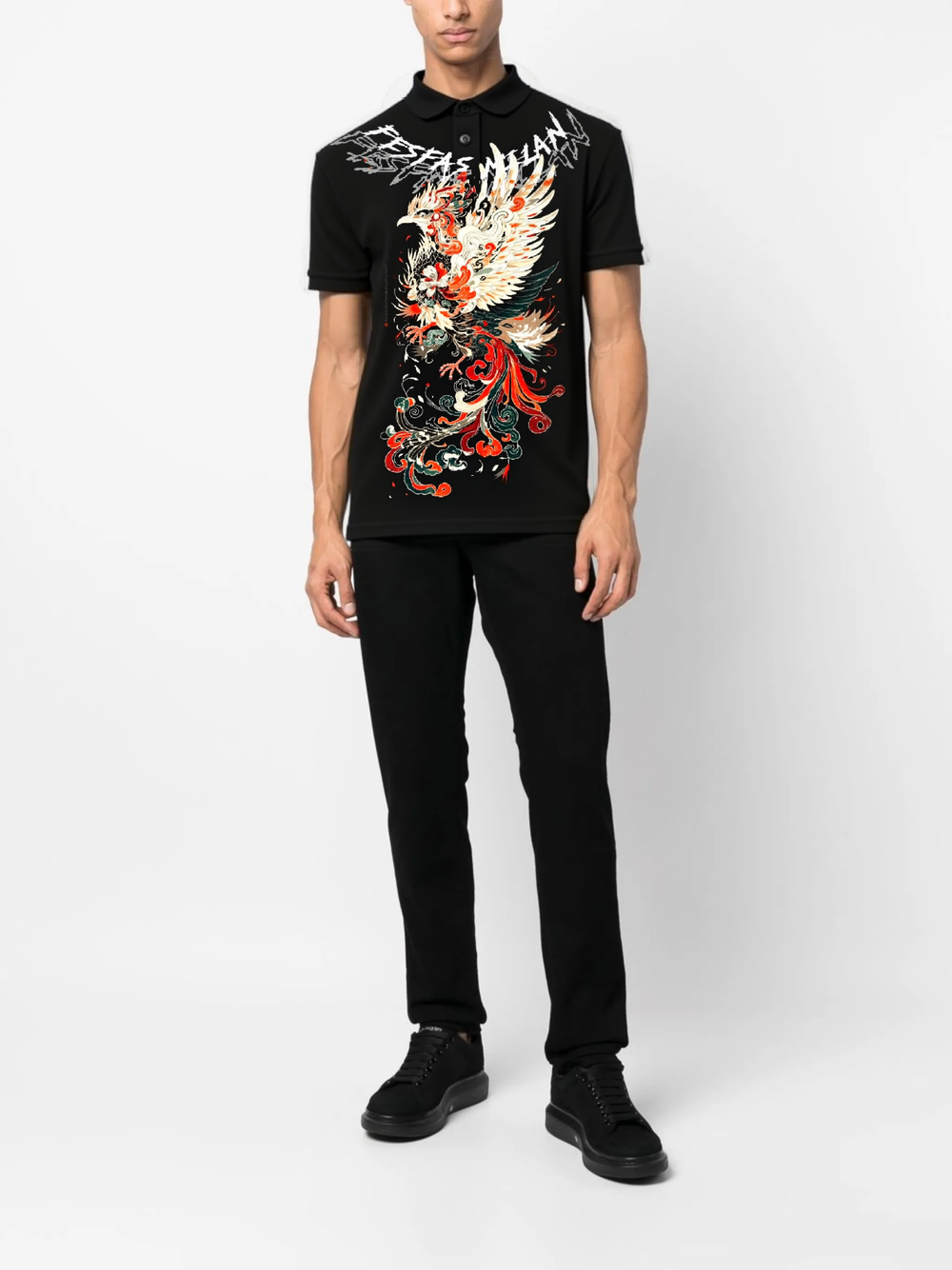 FesFas phoenix-print Polo Shirt | Men | Black