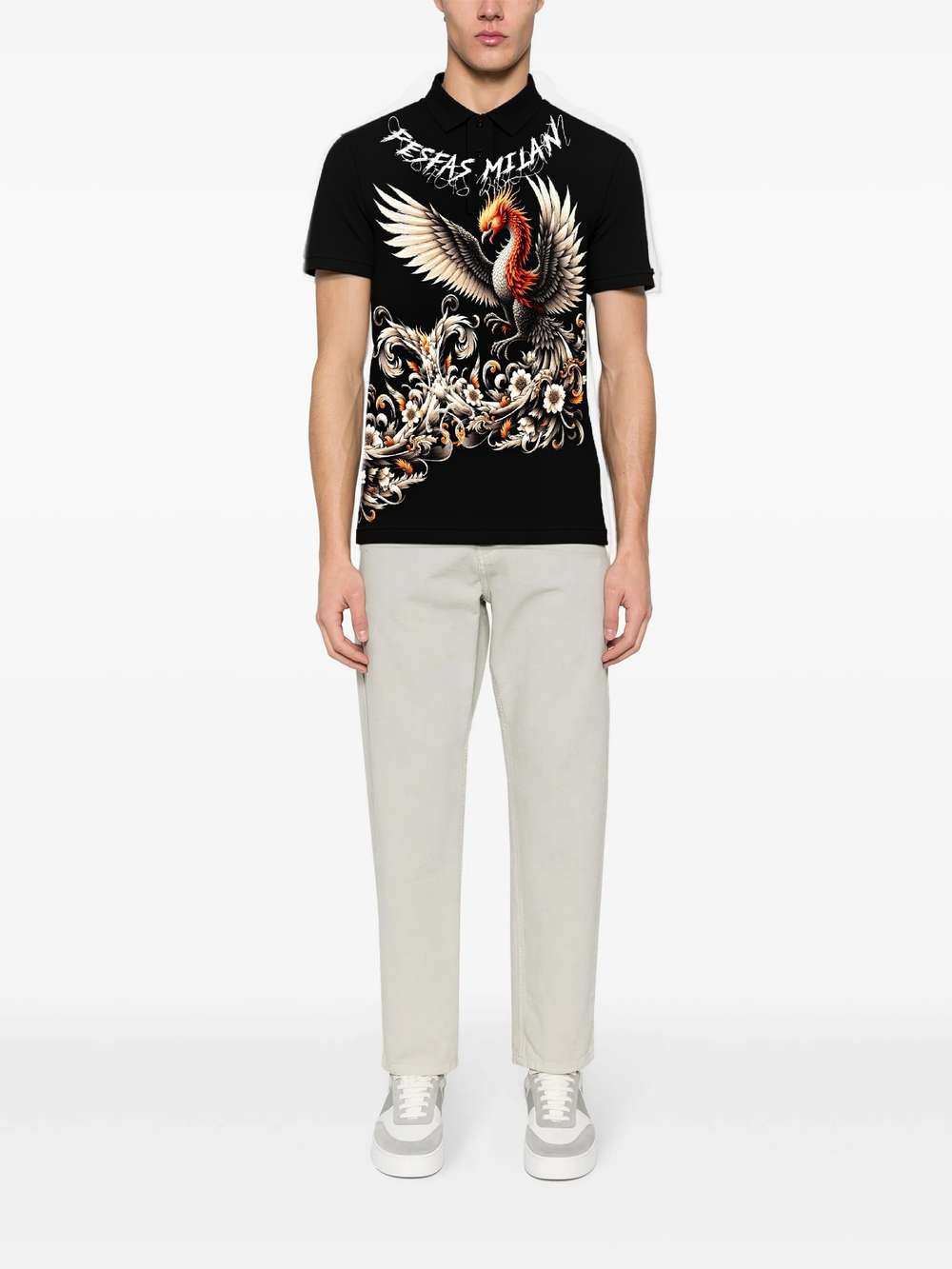 FesFas phoenix-print Polo Shirt | Men | Black