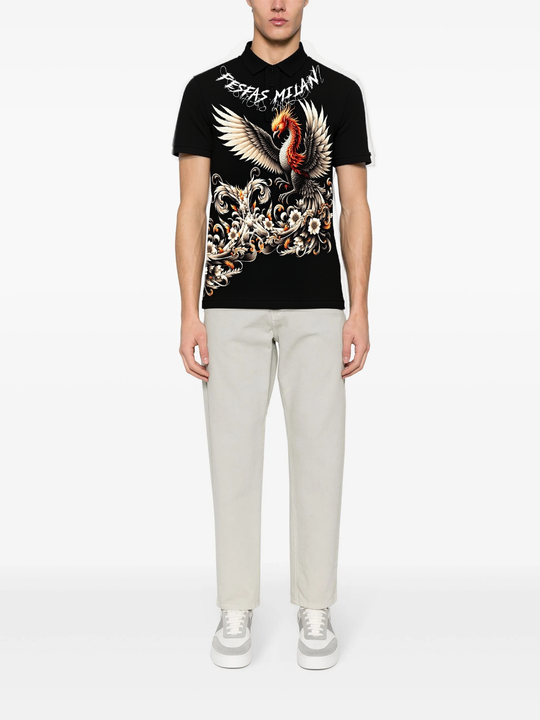 FesFas phoenix-print Polo Shirt | Men | Black