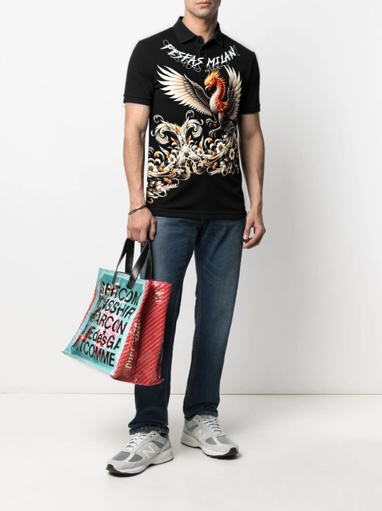 FesFas phoenix-print Polo Shirt | Men | Black