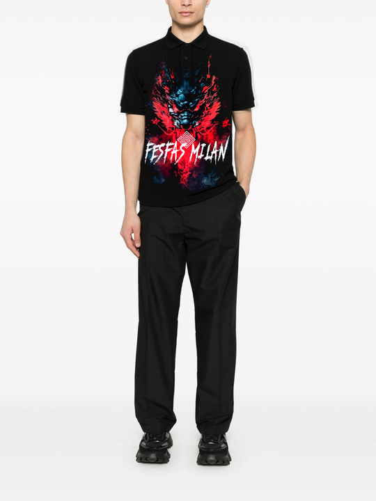 FesFas dark oni fusion-print Polo Shirt | Men | Black