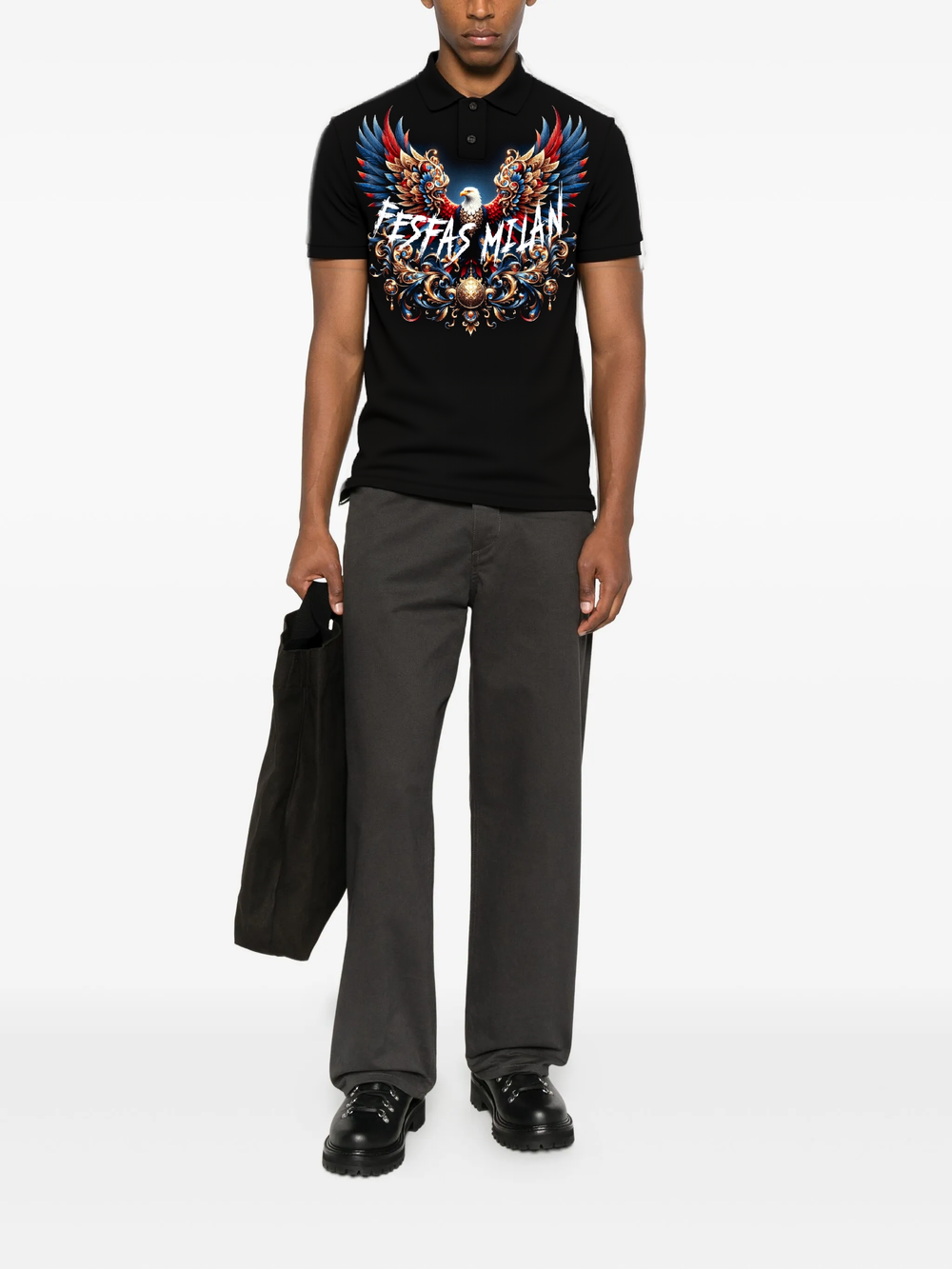 FesFas royal eagle-print Polo Shirt | Men | Black