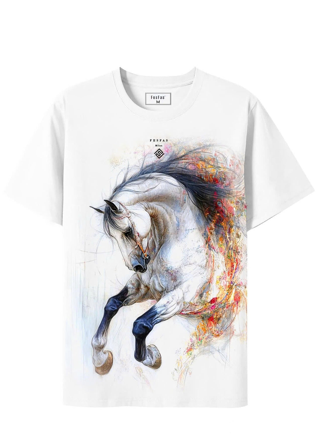 FesFas colorful horse-print T-shirt | White | Men
