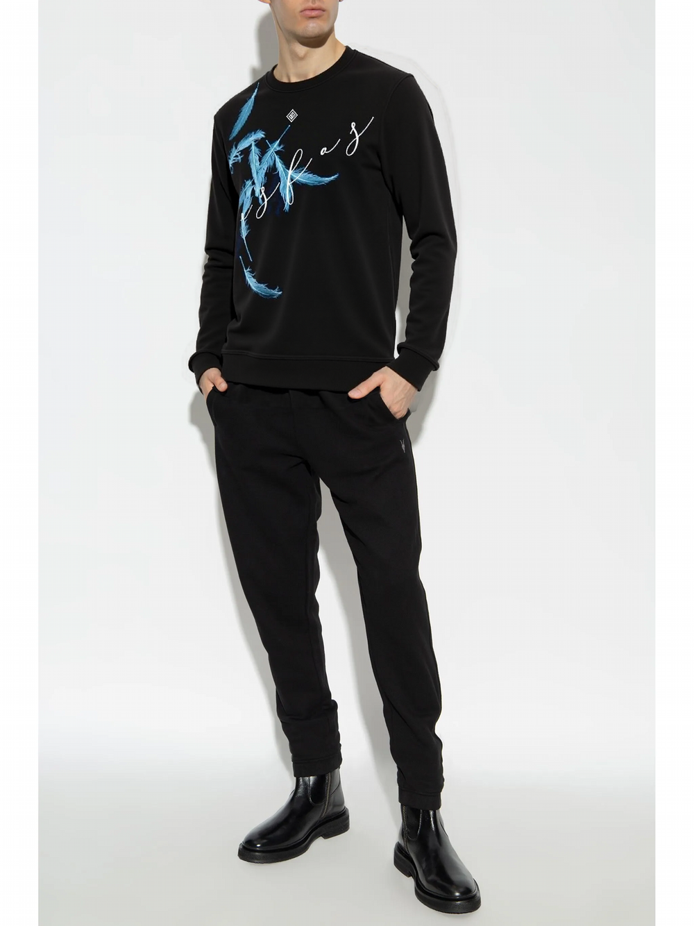 FesFas Feathers-print Sweatshirt Set | Black | Men