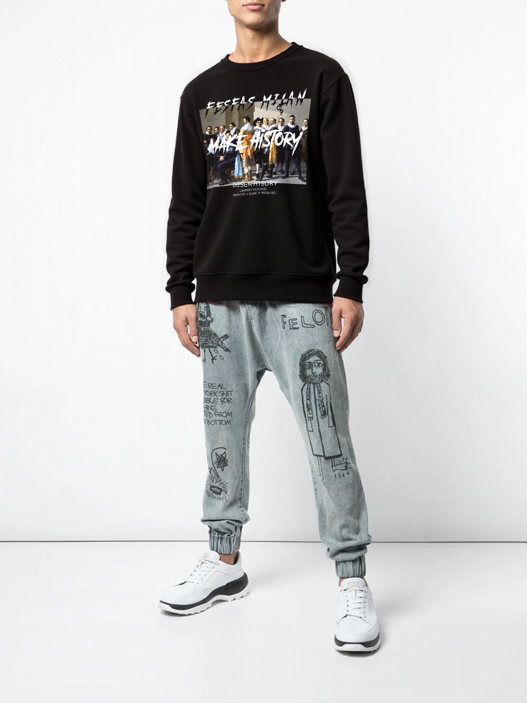 FesFas Graphic-print Sweatshirt Set | Black | Men