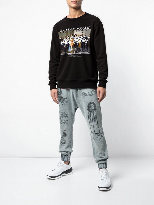 FesFas Graphic-print Sweatshirt Set | Black | Men