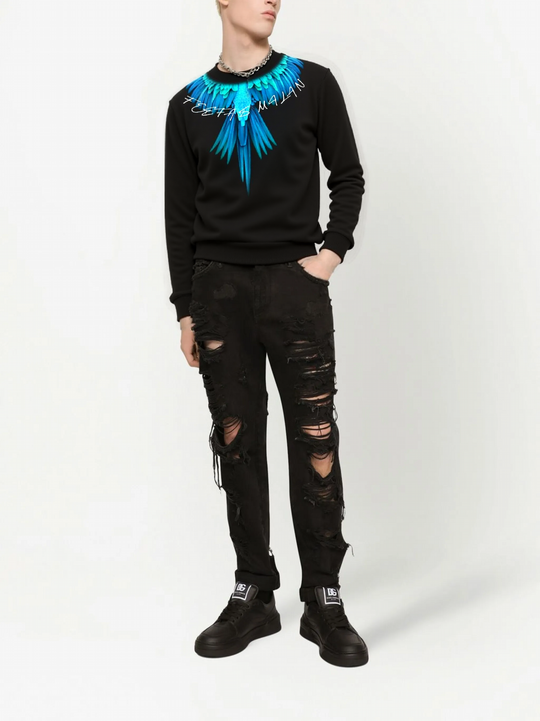 FesFas Feathers-print Sweatshirt Set | Black | Men