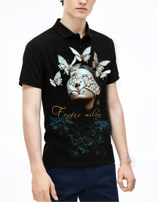 FesFas Girl-print Polo Shirt | Men | Black