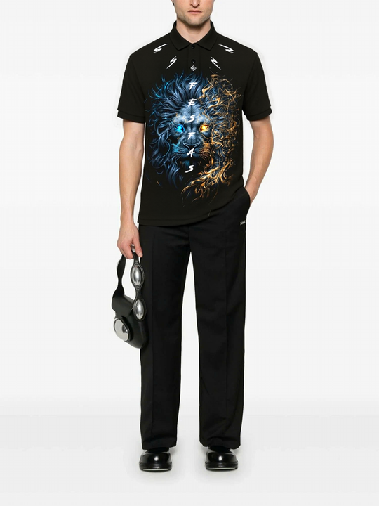 FesFas Lion-print Polo Shirt | Men | Black