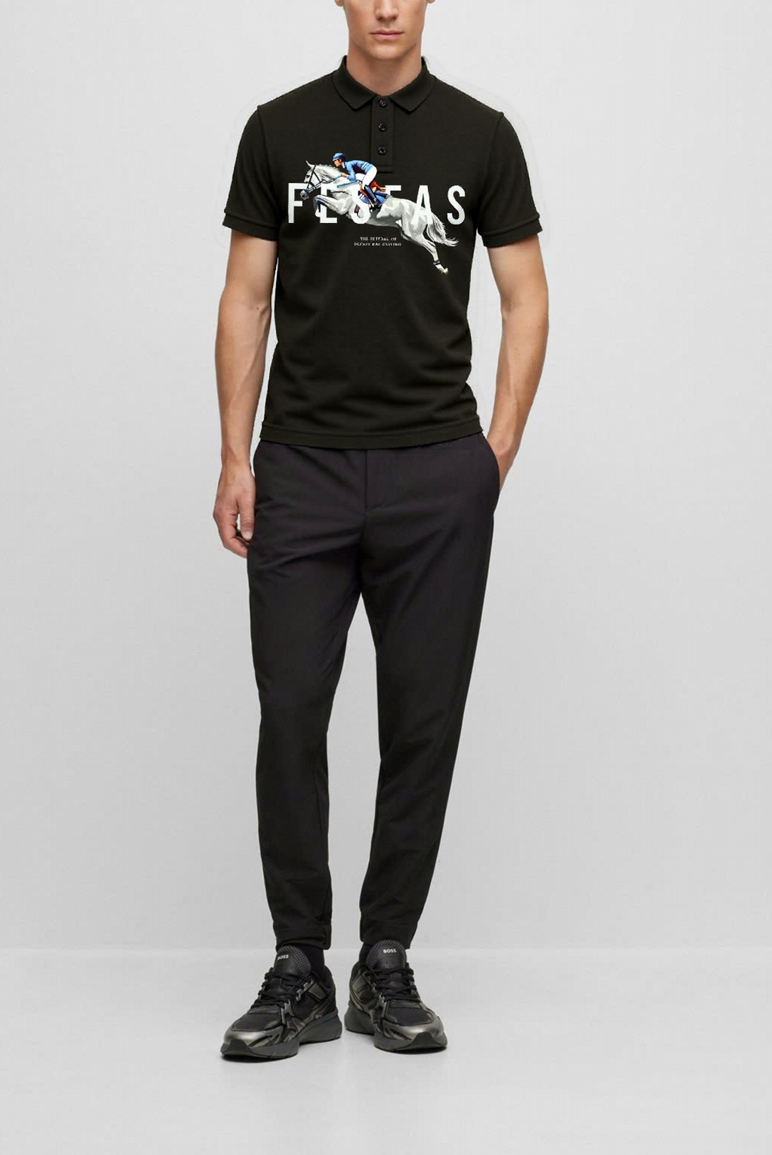 FesFas Horse-print Polo Shirt | Men | Black