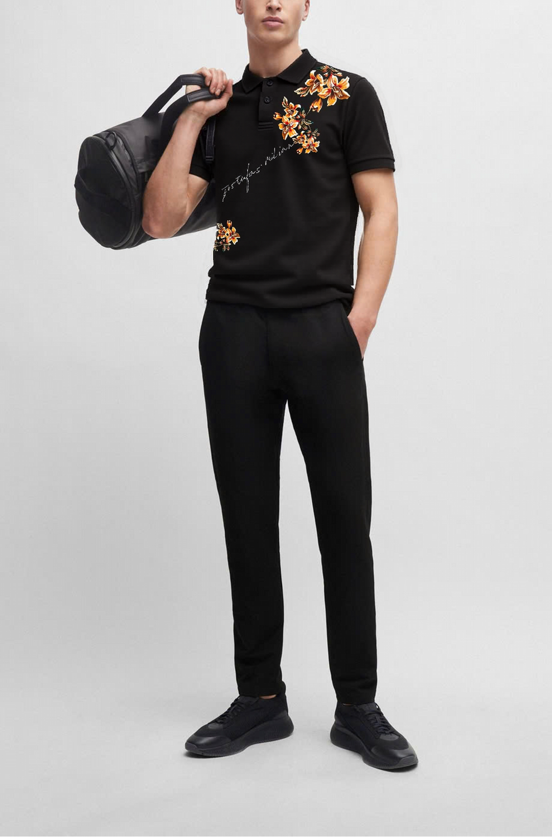 FesFas Floral-print Polo Shirt | Men | Black