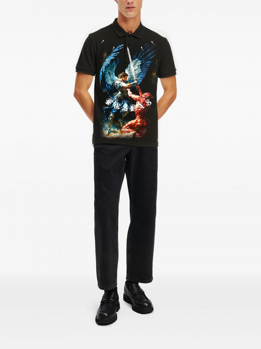 FesFas Angel-print Polo Shirt | Men | Black