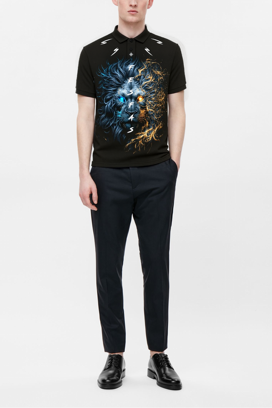 FesFas Lion-print Polo Shirt | Men | Black