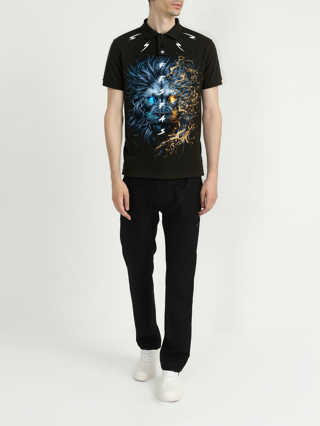 FesFas Lion-print Polo Shirt | Men | Black