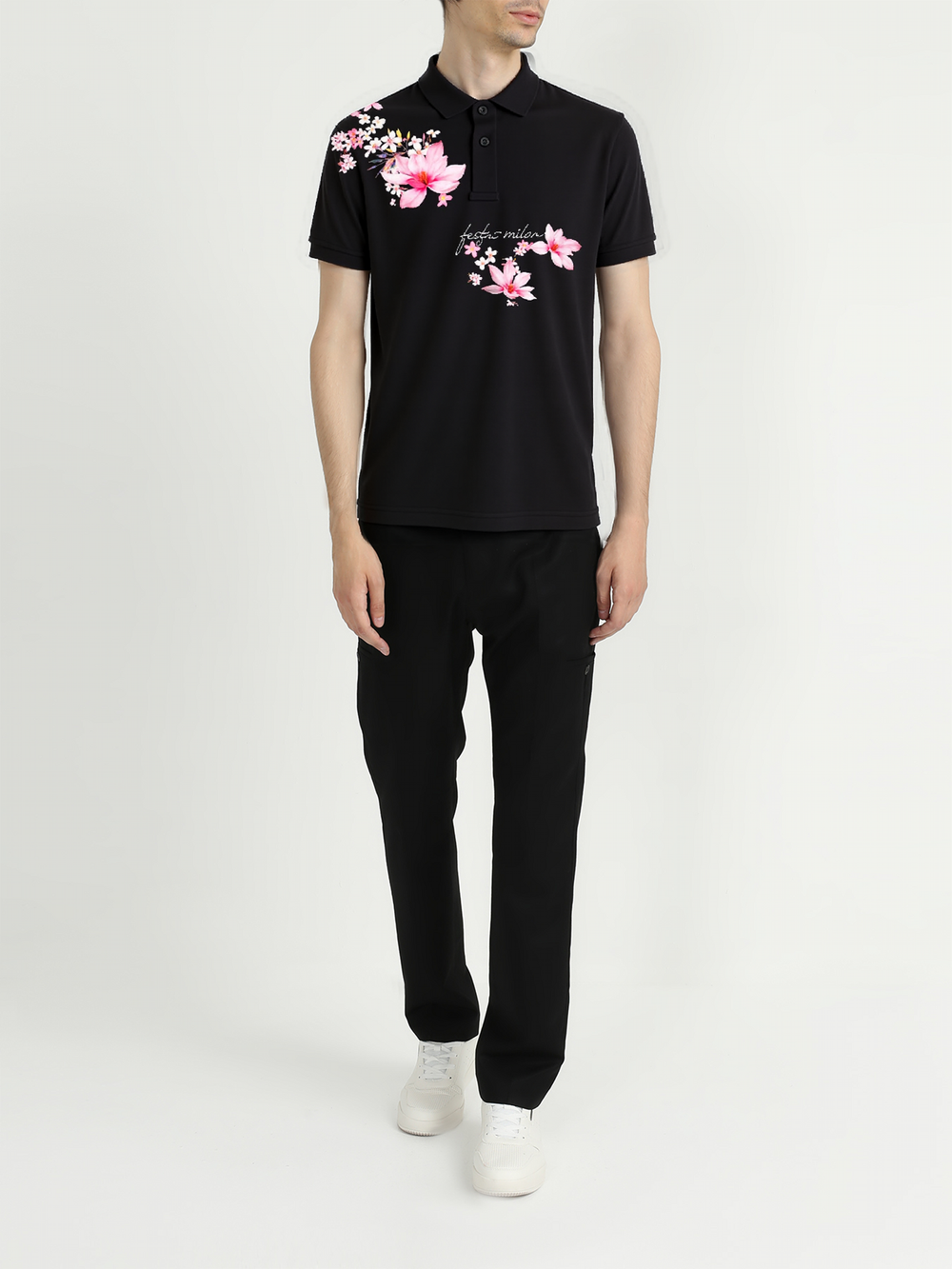 FesFas Floral-print Polo Shirt | Men | Black