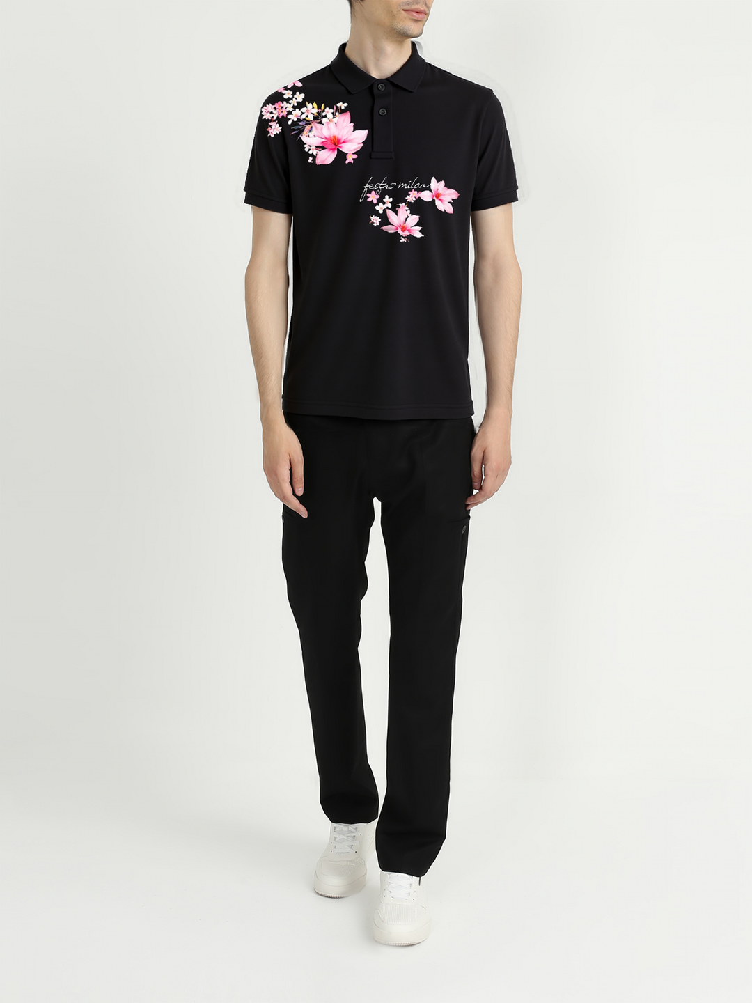 FesFas Floral-print Polo Shirt | Men | Black