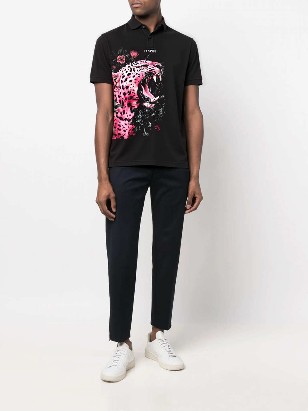 FesFas Pink Leopard-print Polo Shirt | Men | Black