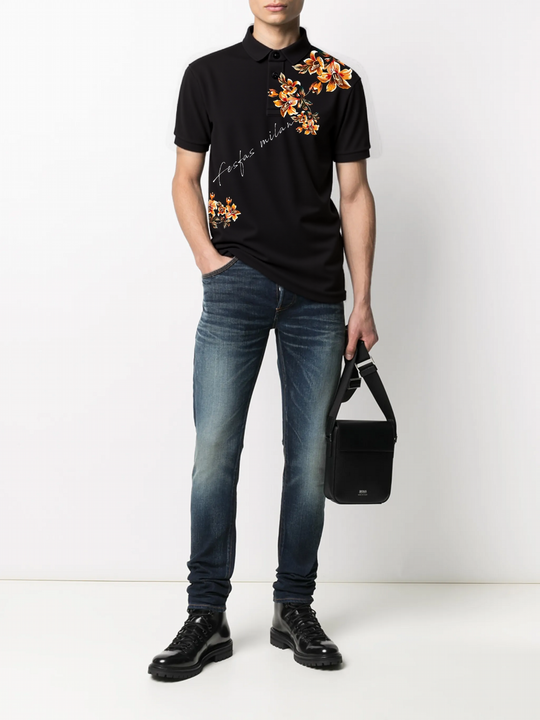 FesFas Floral-print Polo Shirt | Men | Black