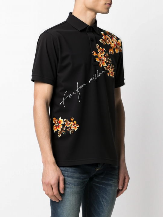 FesFas Floral-print Polo Shirt | Men | Black