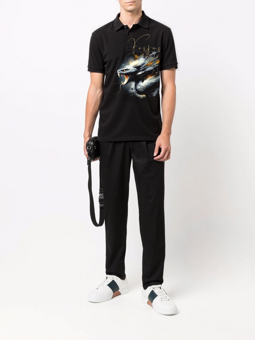 FesFas King Cobra-print Polo Shirt | Men | Black
