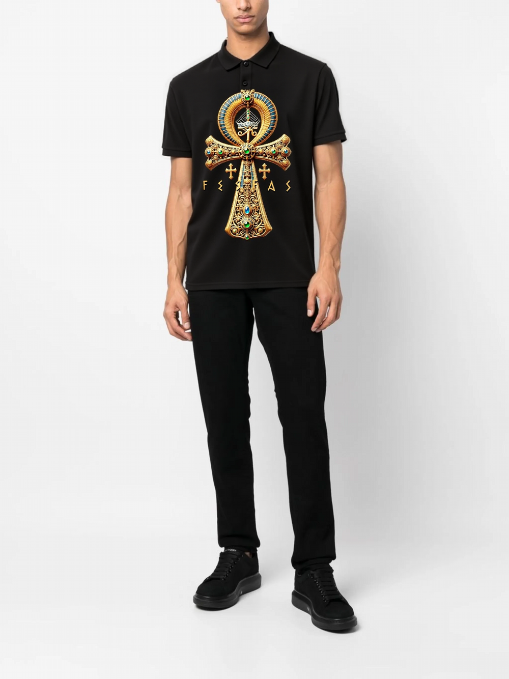 FesFas Ankh-print Polo Shirt | Men | Black