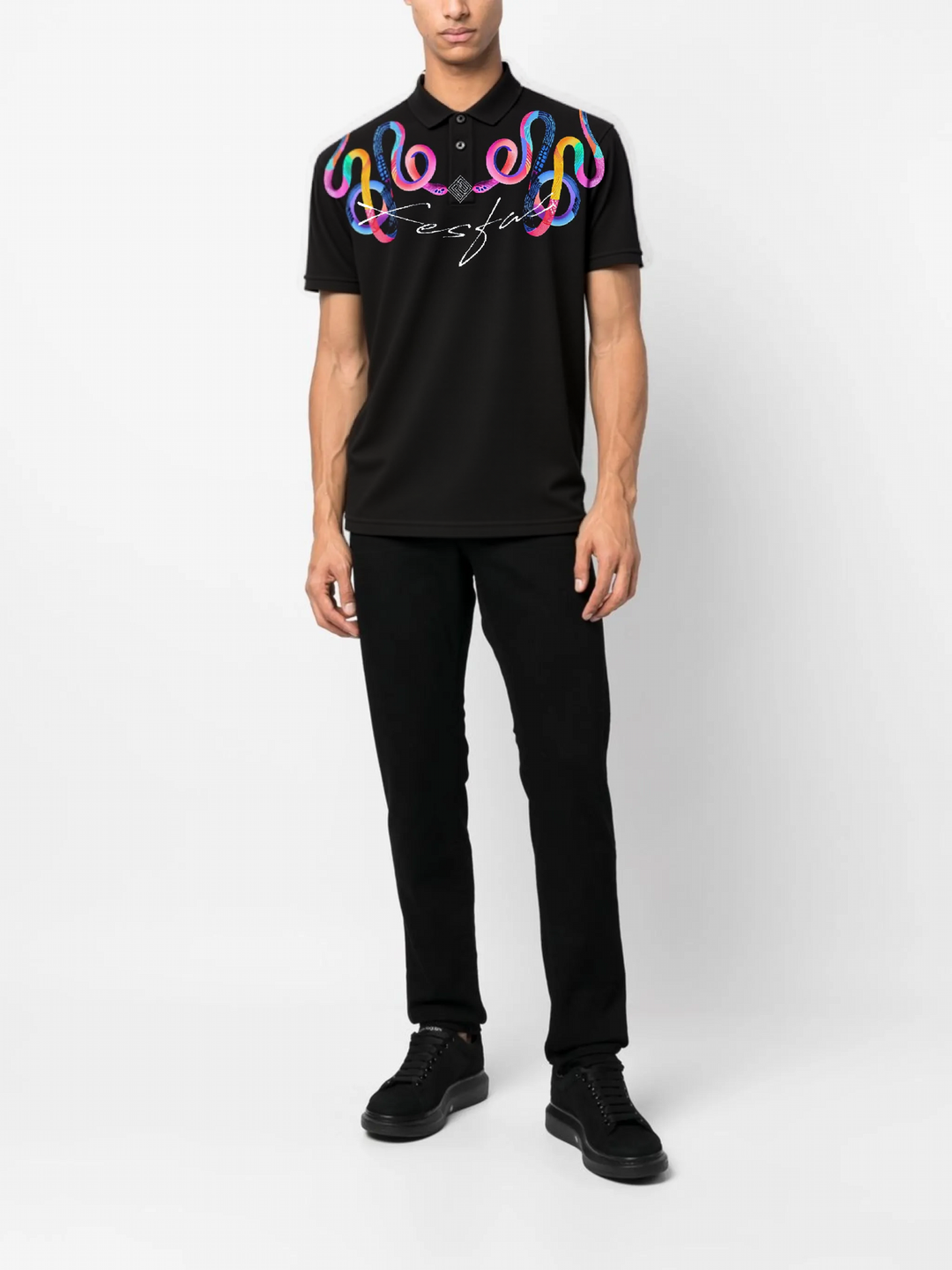 FesFas Snake-print Polo Shirt | Men | Black