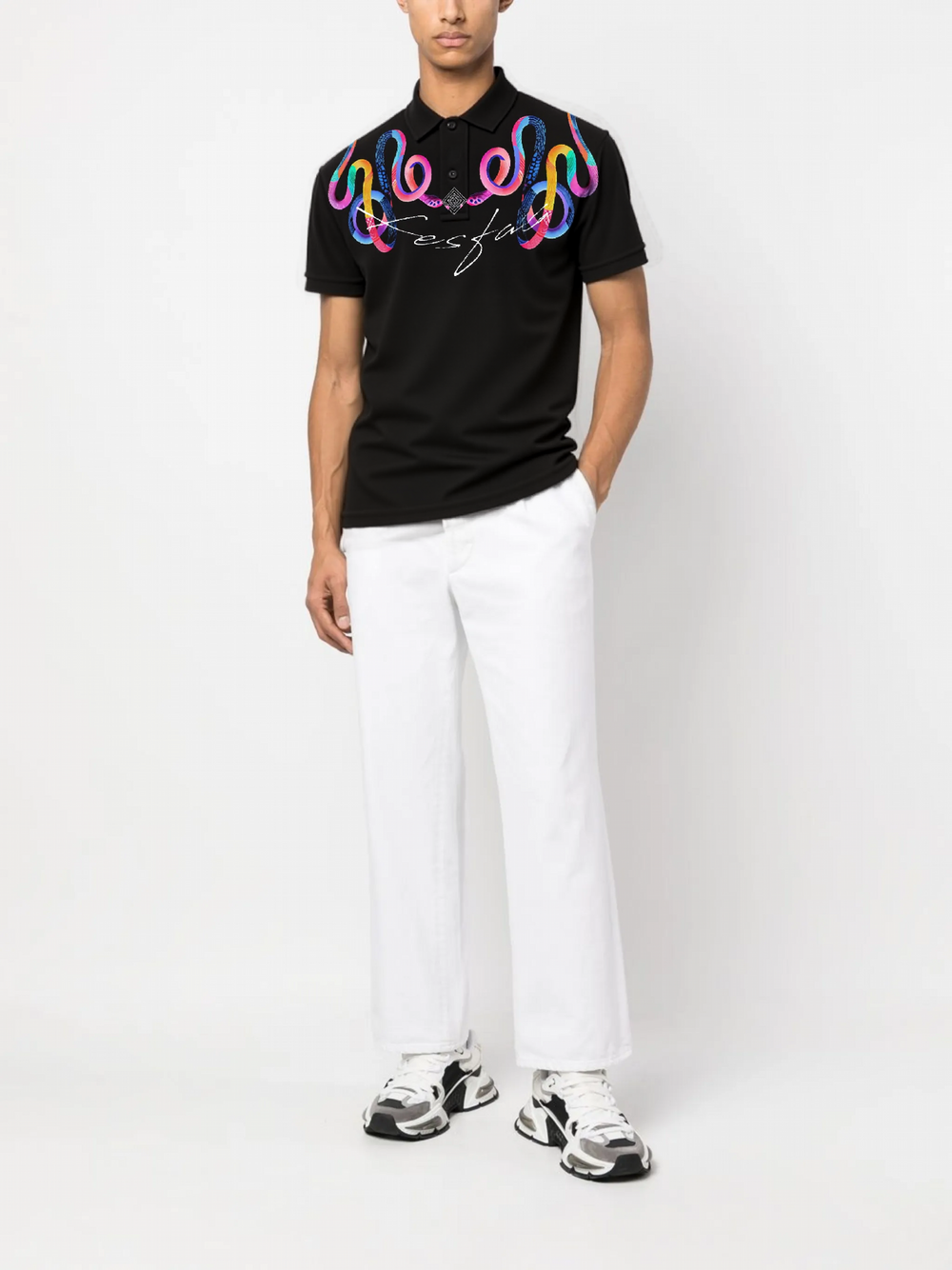 FesFas Snake-print Polo Shirt | Men | Black