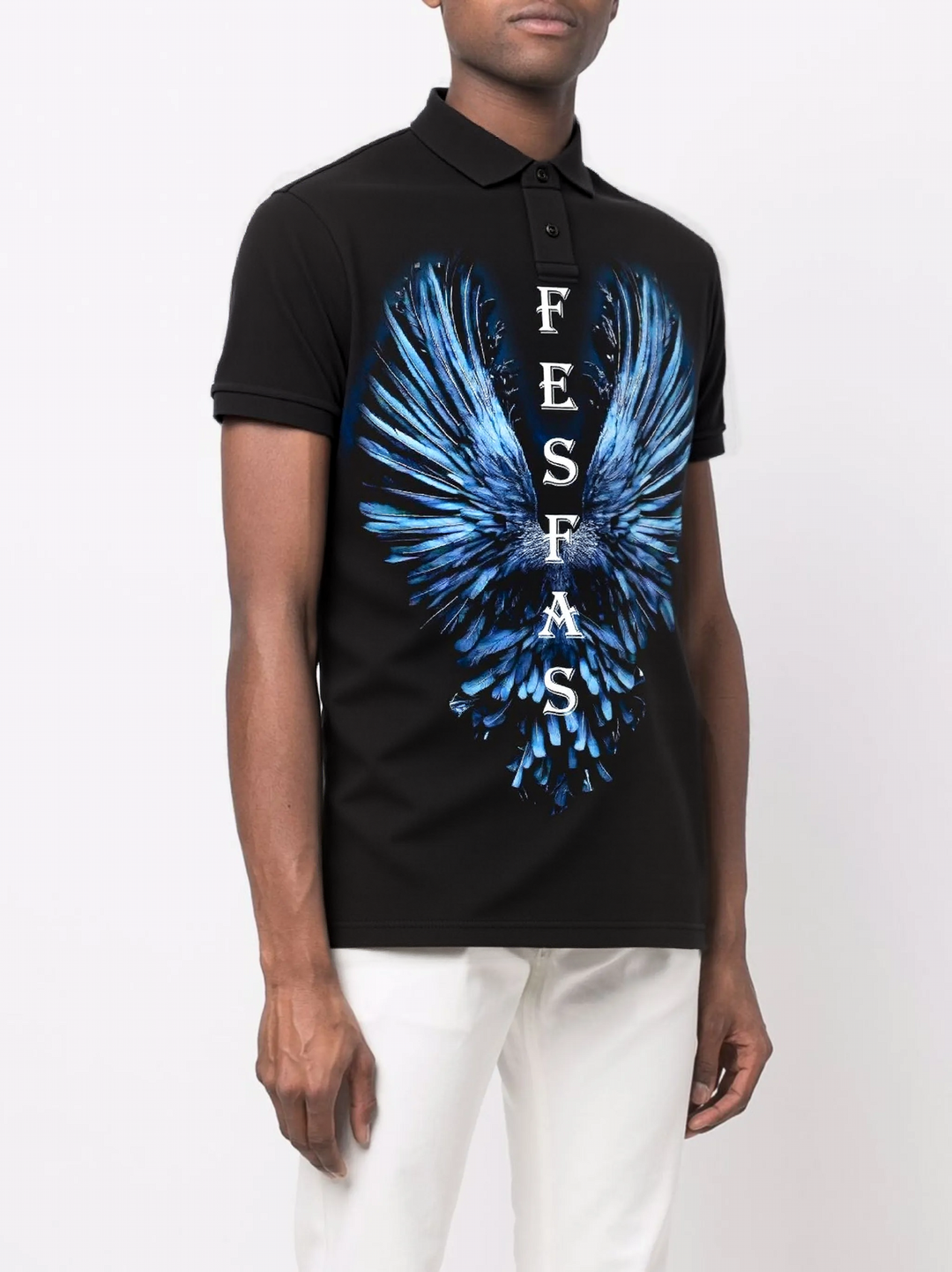 FesFas Feather-print Polo Shirt | Men | Black