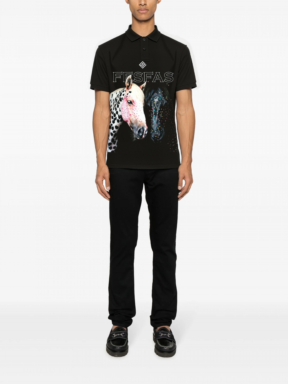 FesFas Horse-print Polo Shirt | Men | Black