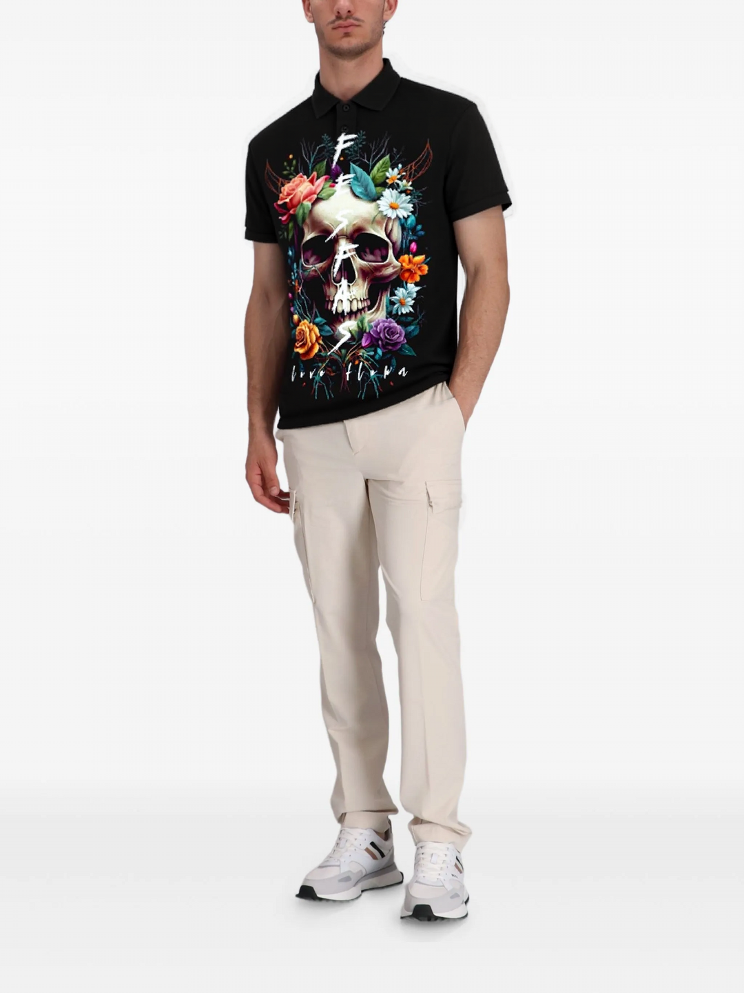 FesFas Floral-print Polo Shirt | Men | Black