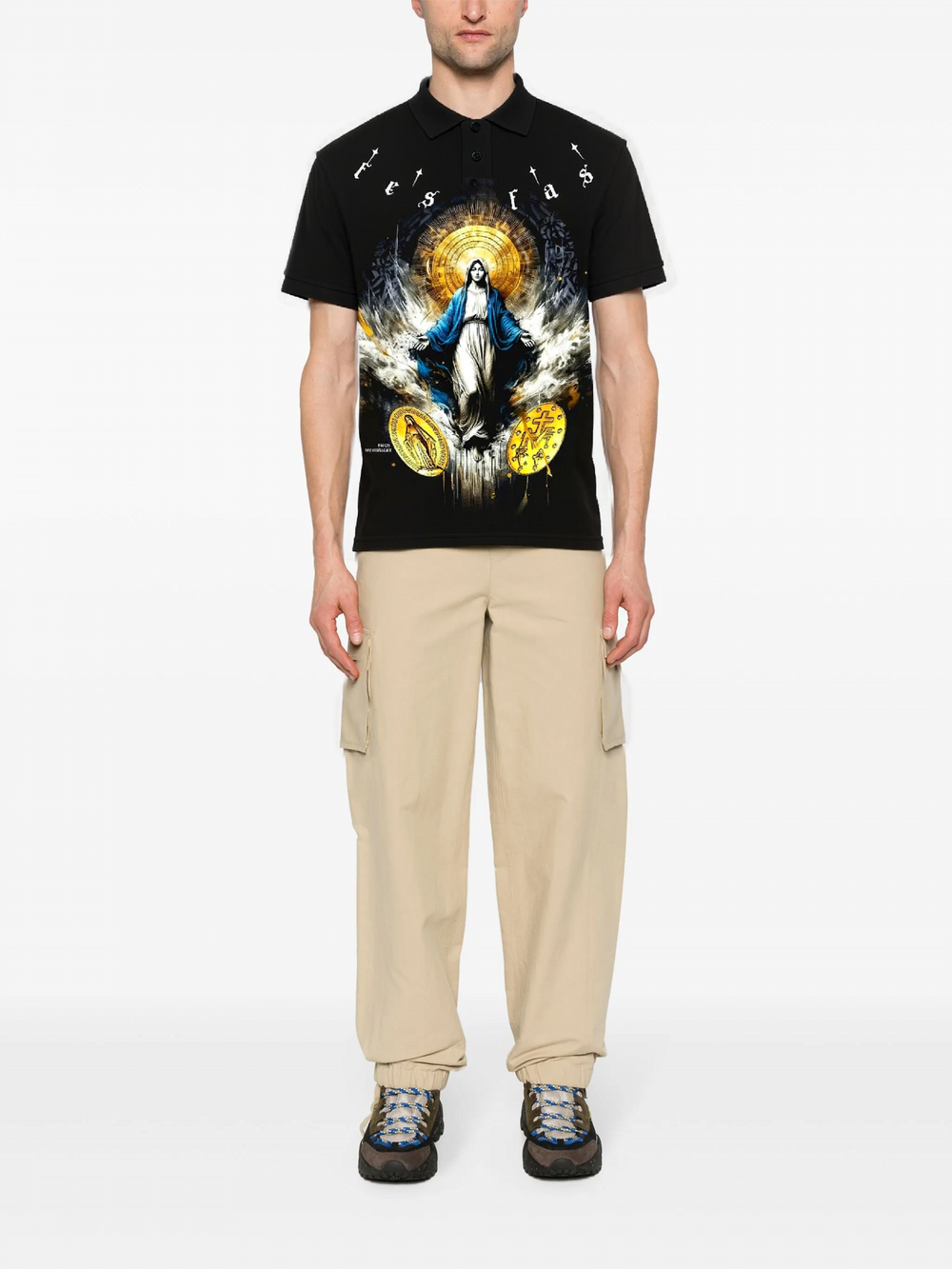 FesFas God-print Polo Shirt | Men | Black
