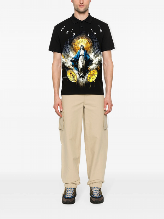 FesFas God-print Polo Shirt | Men | Black