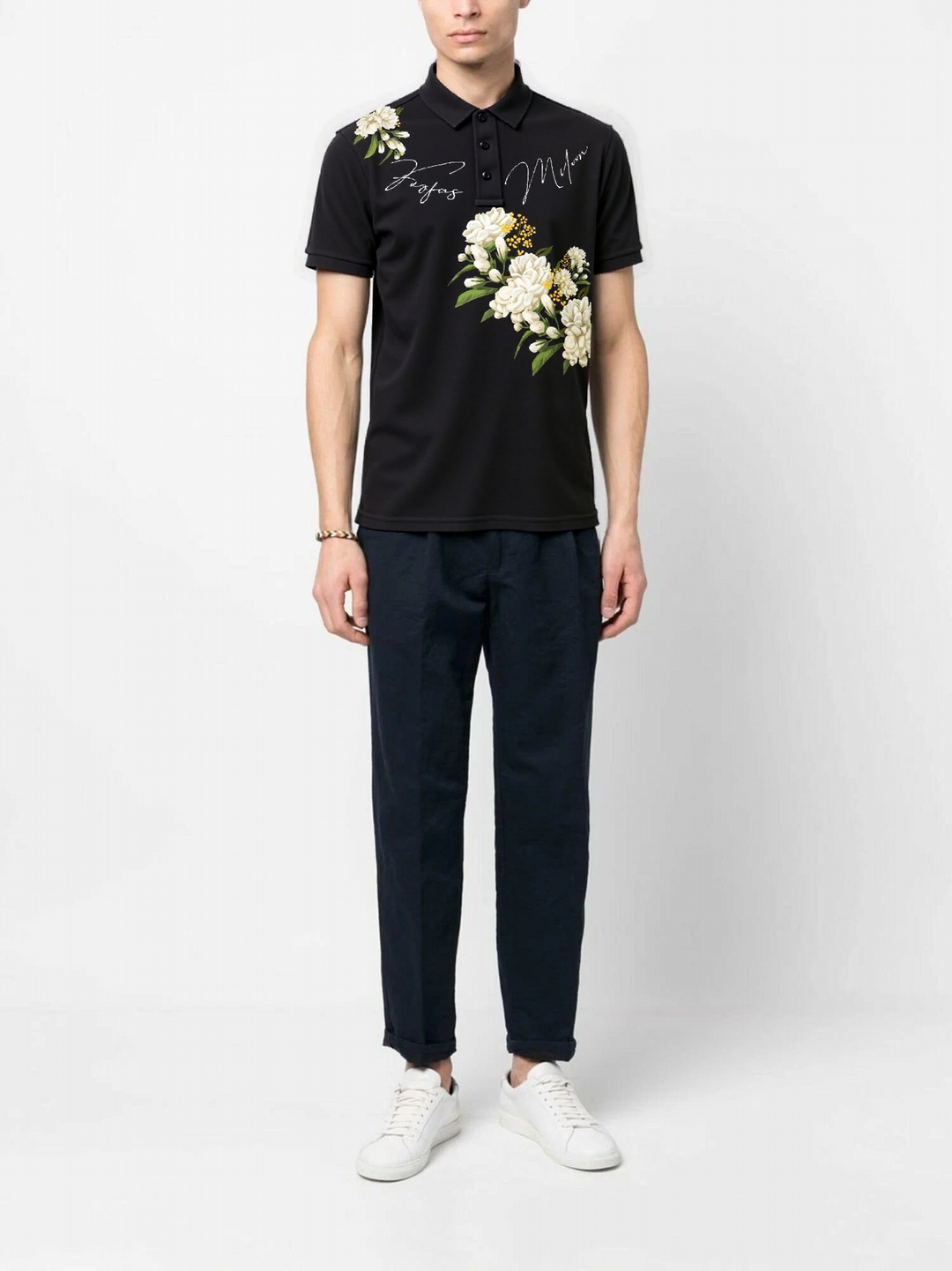 FesFas Floral-print Polo Shirt | Men | Black